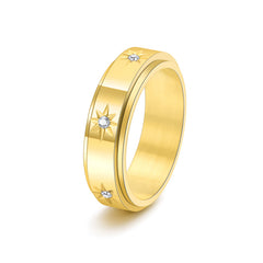 Rotatable Stainless Steel Couple Engagement Ring