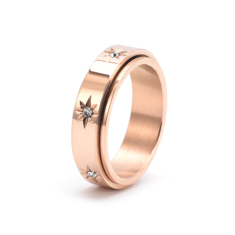 Rotatable Stainless Steel Couple Engagement Ring